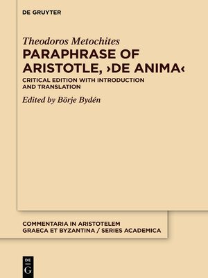 cover image of Paraphrase of Aristotle, ›De anima